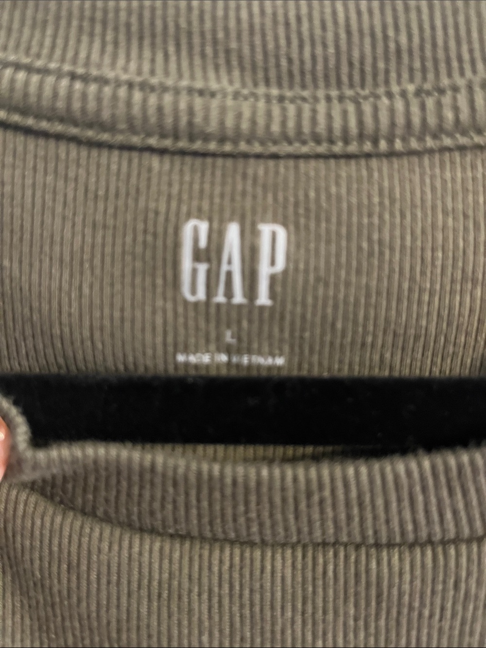 GAP Olive Green Ruffle Sleeve Ribbed Tank Top - Picture 2 of 2